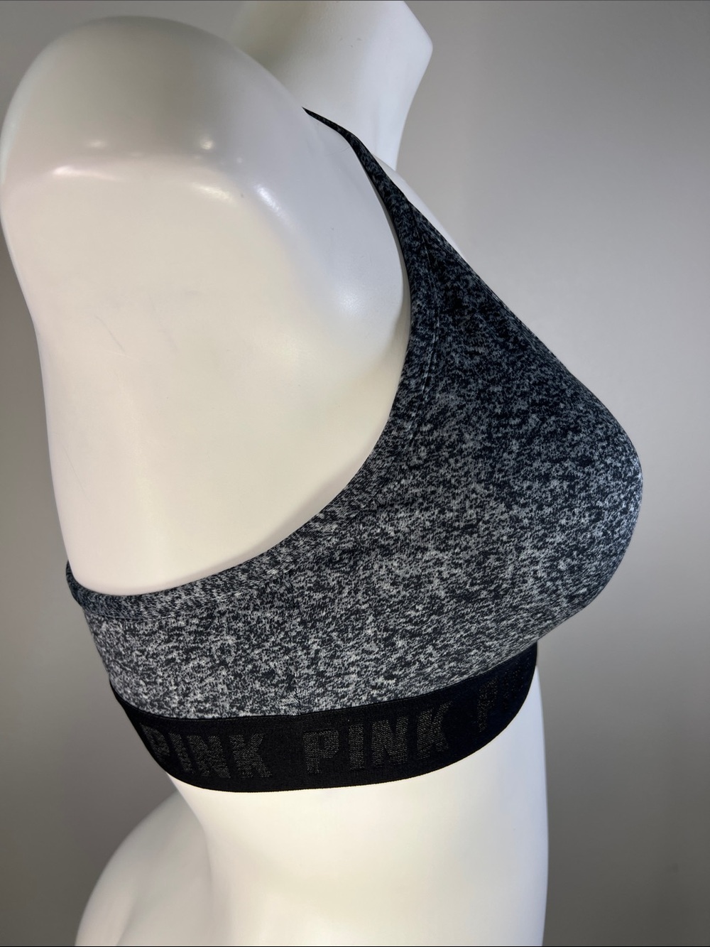 PINK Victoria's Secret Heathered Charcoal Ultimate Lightly Lines Sports Bra M - Picture 3 of 11
